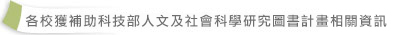 各校獲補助科技部人文社會圖書計畫相關資訊